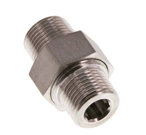 Dubbele Nippel R3/8'' Afneembare RVS Conische Afdichting 40bar