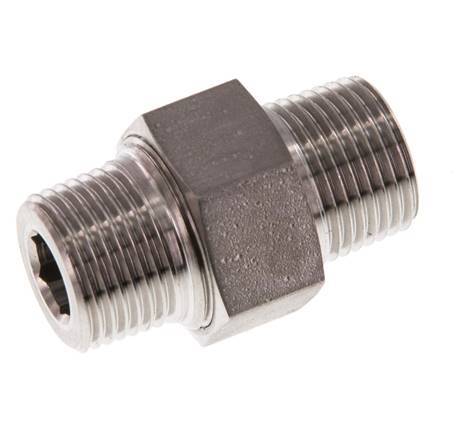 Dubbele Nippel R3/8'' Afneembare RVS Conische Afdichting 40bar