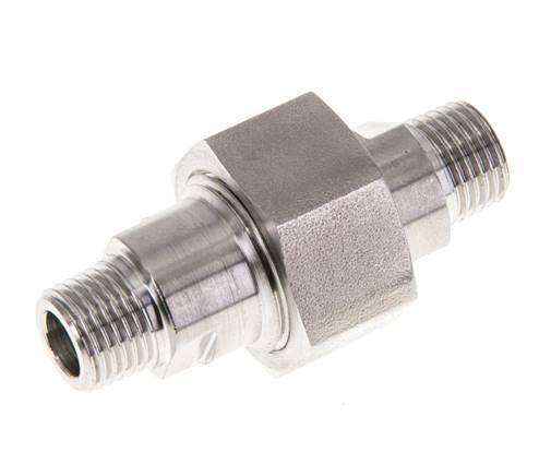 Dubbele Nippel R1/4"Afneembare RVS Vlakke Afdichting PTFE 40bar