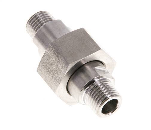Dubbele Nippel R1/4"Afneembare RVS Vlakke Afdichting PTFE 40bar