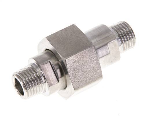 Dubbele Nippel R1/4"Afneembare RVS Vlakke Afdichting PTFE 40bar