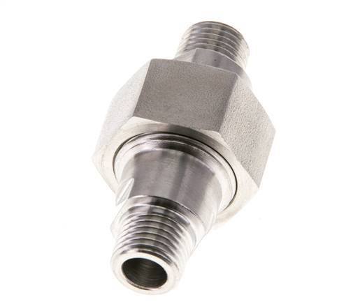Dubbele Nippel R1/4"Afneembare RVS Vlakke Afdichting PTFE 40bar