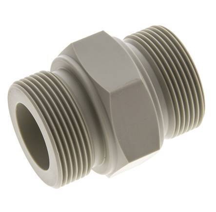 Dubbele Nippel G1 1/2'' Polypropyleen (PP) 10bar FDA 55mm Hex