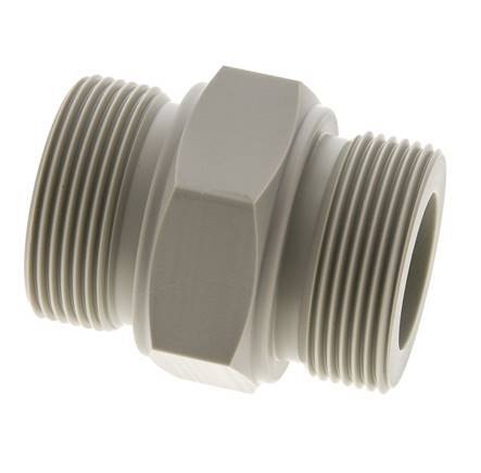 Dubbele Nippel G1 1/2'' Polypropyleen (PP) 10bar FDA 55mm Hex