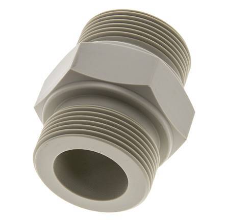 Dubbele Nippel G1 1/2'' Polypropyleen (PP) 10bar FDA 55mm Hex