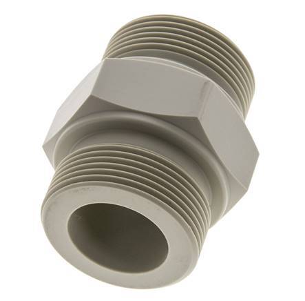 Dubbele Nippel G1 1/2'' Polypropyleen (PP) 10bar FDA 55mm Hex