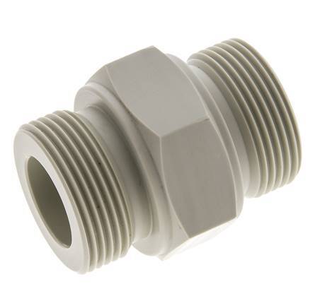 Dubbele Nippel G1 1/4" Polypropyleen (PP) 10bar FDA 50mm Hex
