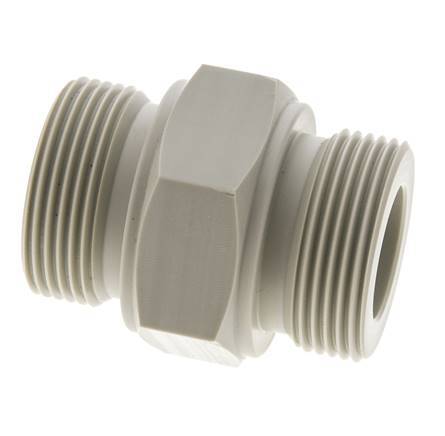 Dubbele Nippel G1 1/4" Polypropyleen (PP) 10bar FDA 50mm Hex