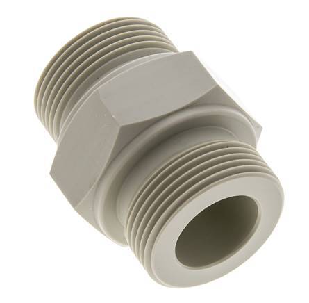 Dubbele Nippel G1 1/4" Polypropyleen (PP) 10bar FDA 50mm Hex