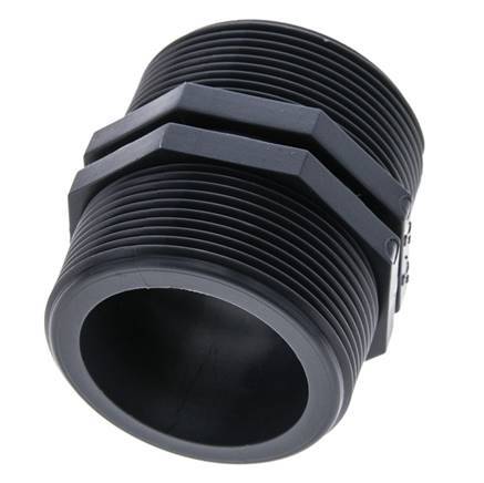 Dubbele Nippel G2'' Polypropyleen (PP) 10bar FDA 64mm Hex