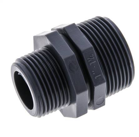 Verloopnippel G1'' X G1 1/4'' Polypropyleen (PP) 10bar FDA 46mm Hex