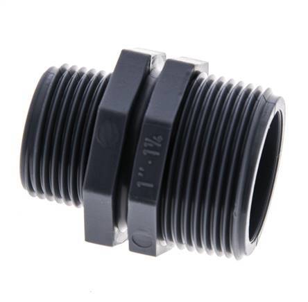 Verloopnippel G1'' X G1 1/4'' Polypropyleen (PP) 10bar FDA 46mm Hex
