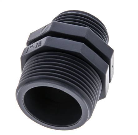 Verloopnippel G1'' X G1 1/4'' Polypropyleen (PP) 10bar FDA 46mm Hex