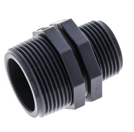 Verloopnippel G1'' X G1 1/4'' Polypropyleen (PP) 10bar FDA 46mm Hex