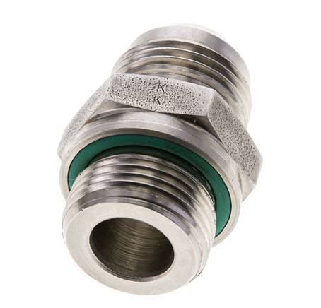 JIC Dubbele Nippel M27 X 2 X UN 1-1/16''-12 RVS FKM 210bar