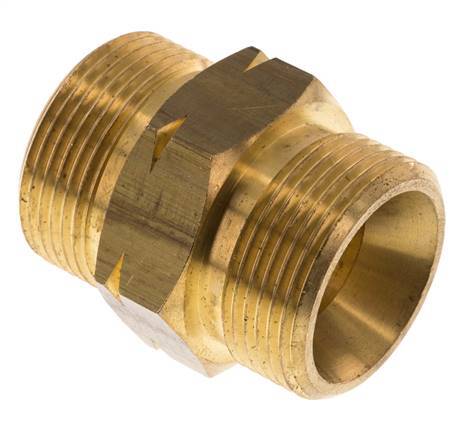Dubbele Nippel G1 1/4" Buitendraad X Buitendraad Linkshandig Messing 16bar 46mm Hex