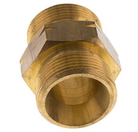 Dubbele Nippel G1 1/4" Buitendraad X Buitendraad Linkshandig Messing 16bar 46mm Hex