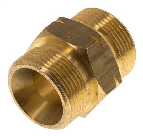 Dubbele Nippel G1 1/4" Buitendraad X Buitendraad Linkshandig Messing 16bar 46mm Hex