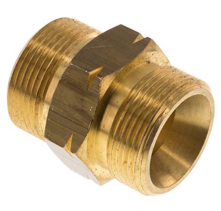 Dubbele Nippel G1 1/4" Buitendraad X Buitendraad Linkshandig Messing 16bar 46mm Hex