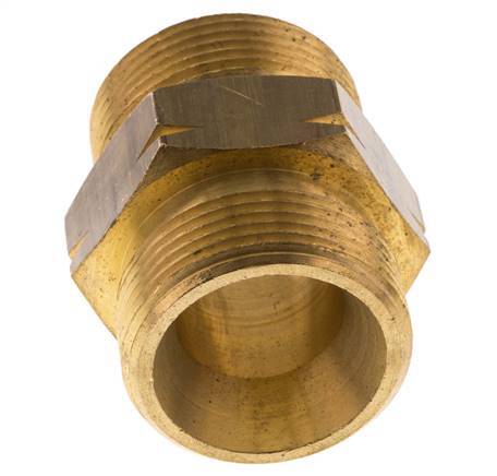 Dubbele Nippel G1 1/4" Buitendraad X Buitendraad Linkshandig Messing 16bar 46mm Hex
