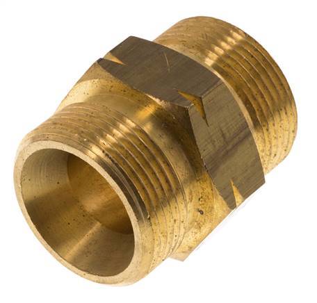 Dubbele Nippel G1 1/4" Buitendraad X Buitendraad Linkshandig Messing 16bar 46mm Hex