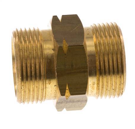 Dubbele Nippel G1 1/4" Buitendraad X Buitendraad Linkshandig Messing 16bar 46mm Hex