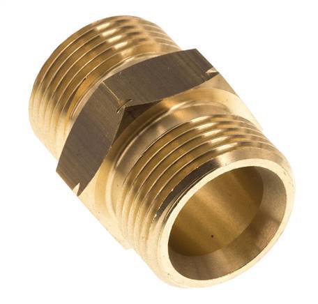 Dubbele Nippel G1'' Man X Man Linkshandig Messing 16bar 36mm Hex