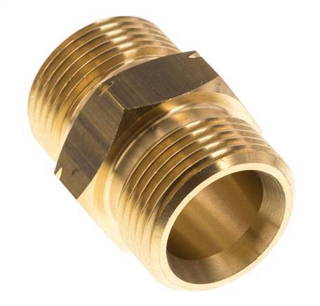 Dubbele Nippel G1'' Man X Man Linkshandig Messing 16bar 36mm Hex