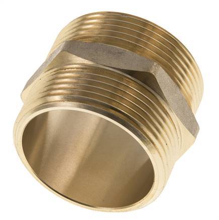 Dubbele Nippel G1 1/2'' Messing Vlakke Afdichting 16bar 48mm Hex
