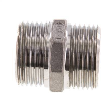 Dubbele Nippel G1'' RVS Vlakke Afdichting 16bar 36mm Hex