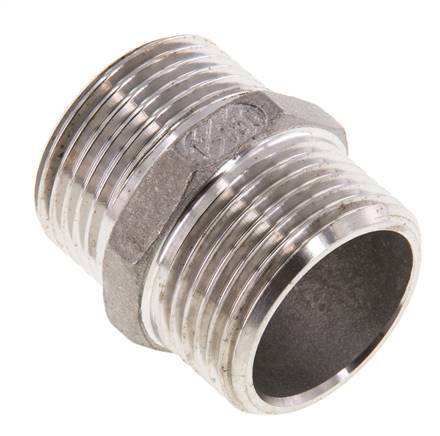 Dubbele Nippel G1'' RVS Vlakke Afdichting 16bar 36mm Hex