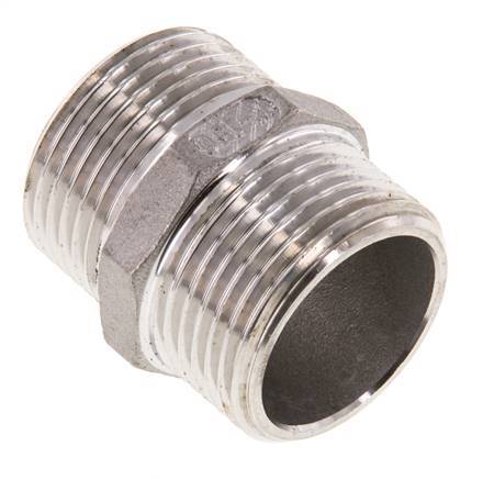 Dubbele Nippel G1'' RVS Vlakke Afdichting 16bar 36mm Hex
