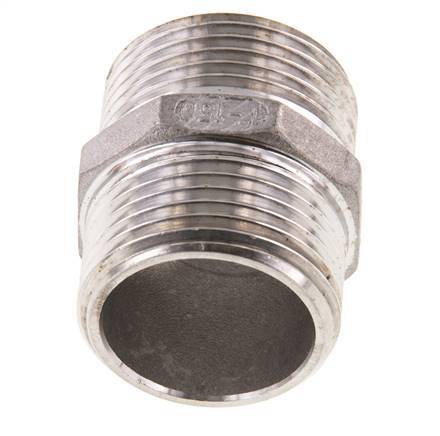 Dubbele Nippel G1'' RVS Vlakke Afdichting 16bar 36mm Hex