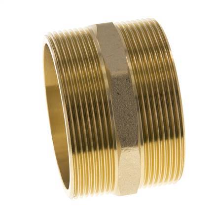Dubbele Nippel G2 1/2" Messing Vlakke Afdichting 16bar 76mm Hex
