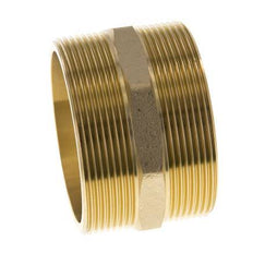 Dubbele Nippel G2 1/2" Messing Vlakke Afdichting 16bar 76mm Hex