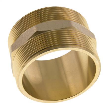 Dubbele Nippel G2 1/2" Messing Vlakke Afdichting 16bar 76mm Hex