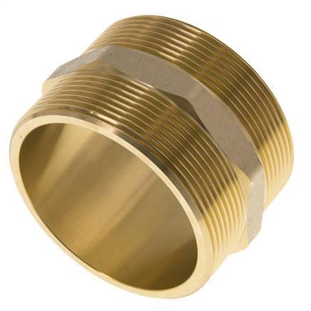 Dubbele Nippel G2 1/2" Messing Vlakke Afdichting 16bar 76mm Hex