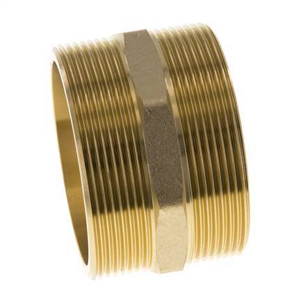 Dubbele Nippel G2 1/2" Messing Vlakke Afdichting 16bar 76mm Hex