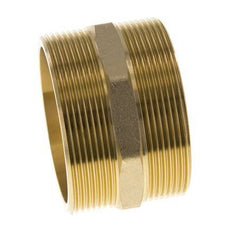 Dubbele Nippel G2 1/2" Messing Vlakke Afdichting 16bar 76mm Hex