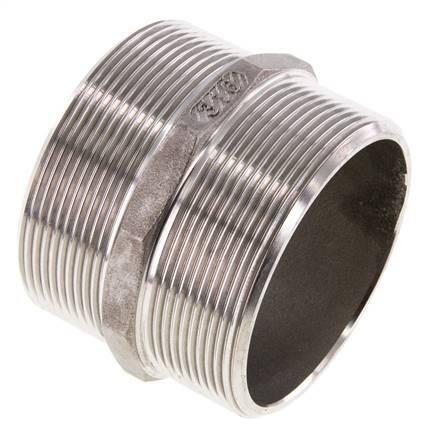 Dubbele Nippel G2 1/2'' RVS Vlakke Afdichting 16bar 78mm Hex