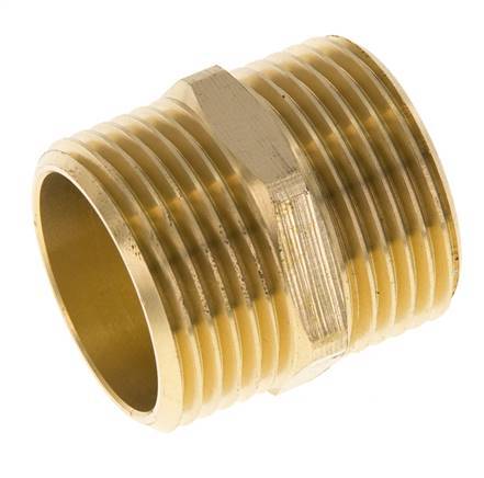 Dubbele Nippel G1'' Messing Vlakke Afdichting 16bar 33mm Hex
