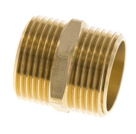 Dubbele Nippel G1'' Messing Vlakke Afdichting 16bar 33mm Hex
