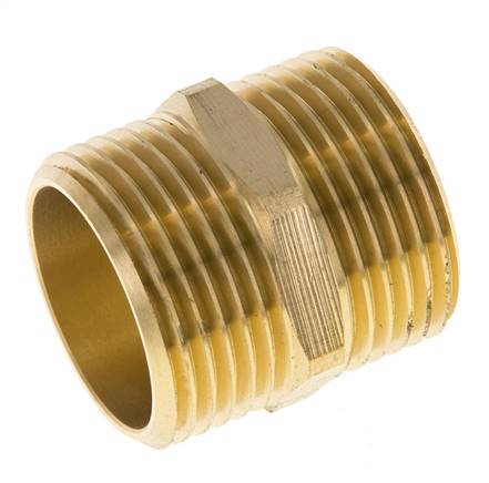 Dubbele Nippel G1'' Messing Vlakke Afdichting 16bar 33mm Hex