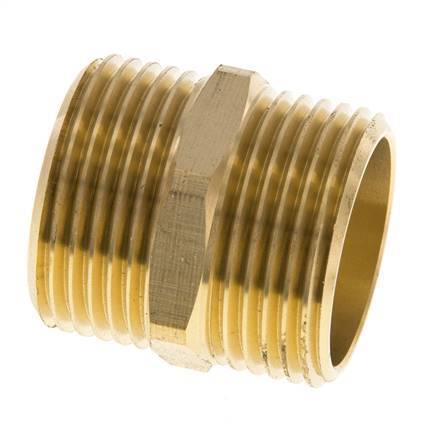 Dubbele Nippel G1'' Messing Vlakke Afdichting 16bar 33mm Hex