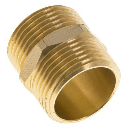 Dubbele Nippel G1'' Messing Vlakke Afdichting 16bar 33mm Hex