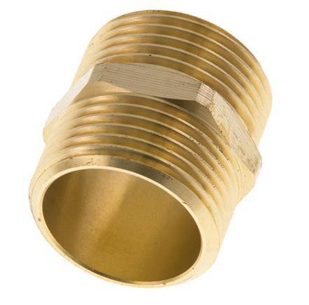 Dubbele Nippel G1'' Messing Vlakke Afdichting 16bar 33mm Hex