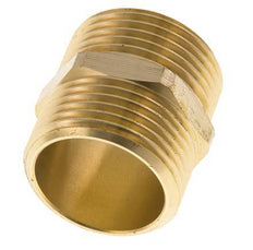 Dubbele Nippel G1'' Messing Vlakke Afdichting 16bar 33mm Hex
