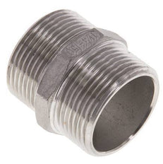 Dubbele Nippel G1 1/4" RVS Vlakke Afdichting 16bar 45mm Hex