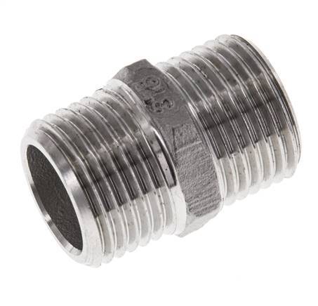 Dubbele Nippel G1/2'' RVS Vlakke Afdichting 16bar 22mm Hex