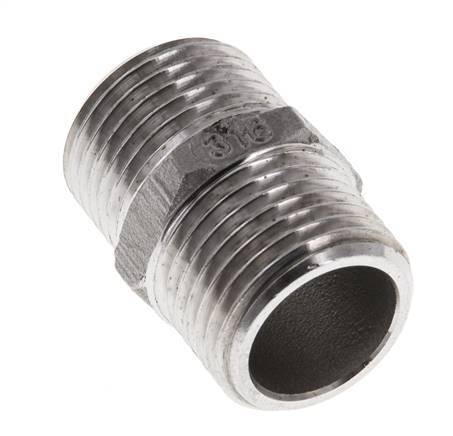 Dubbele Nippel G1/2'' RVS Vlakke Afdichting 16bar 22mm Hex